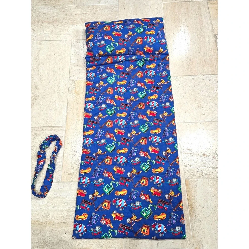Handmade Nap‎ Mat Built-in Pillow Kids Toddlers Construction Trucks Roll Up